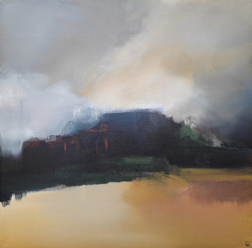 Obra de arte original contemporánea, Antes de la tormenta, 50 x 50 cm, paisaje abstracto por Luc Andrieux