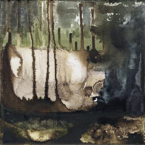 Obra de arte original contemporánea, Bosque secreto, 20 x 20 cm, paisaje abstracto por Luc Andrieux
