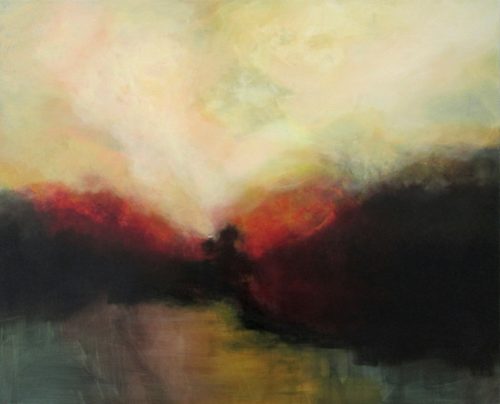 Opera d'arte contemporanea originale, Genesi, 81 x 100 cm, paesaggio astratto di Luc Andrieux