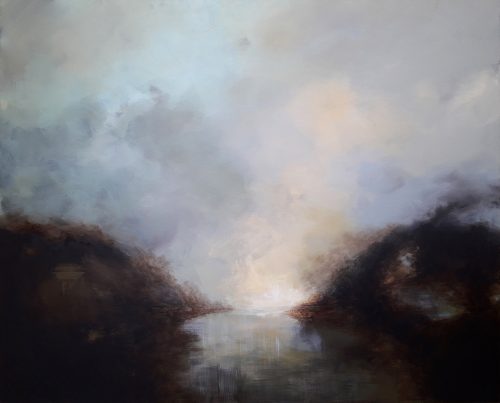 Obra de arte original contemporánea, Luz oscura, 81 x 00 cm, paisaje abstracto por Luc Andrieux
