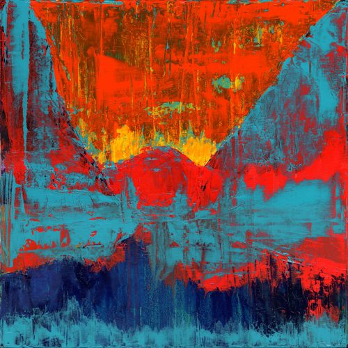 Obra de arte original contemporánea, Naturaleza cósmica, 50 x 50 cm, paisaje abstracto por Luc Andrieux