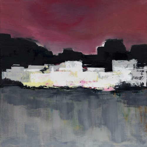 Obra de arte original contemporánea, Noche inmóvil, 50 x 50 cm, paisaje abstracto por Luc Andrieux