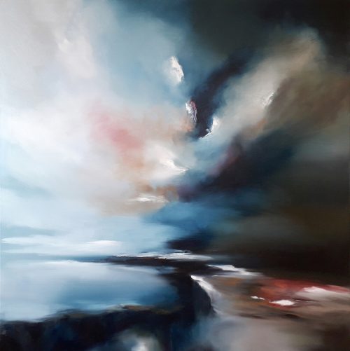 Obra de arte original contemporánea, Promesa, 100 x 100 cm, paisaje abstracto por Luc Andrieux