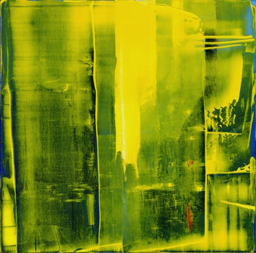 Obra de arte original contemporánea, Sol verde 1, 50 x 50 cm, paisaje abstracto por Luc Andrieux