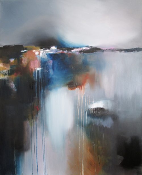 Obra de arte original contemporánea, Tiempo suspendido, 100 x81 cm, paisaje abstracto por Luc Andrieux