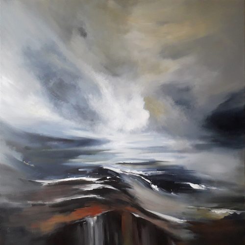 Obra de arte original contemporánea, Tormenta, 100 x 100 cm, paisaje abstracto por Luc Andrieux