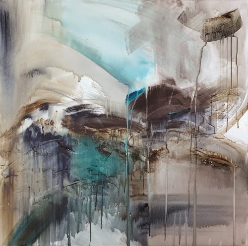 Obra de arte original contemporánea, Delicuescencia, 100 x 100 cm, pintura abstracta por Luc Andrieux
