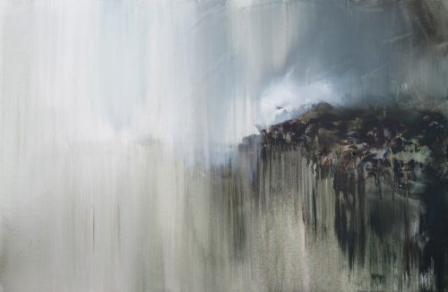 Obra de arte original contemporánea, Subida, 75 x 115 cm, paisaje abstracto por Luc Andrieux