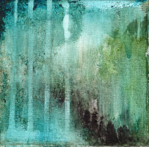 Obra de arte original contemporánea, Bosque secreto 2, 15 x 15 cm, paisaje abstracto por Luc Andrieux