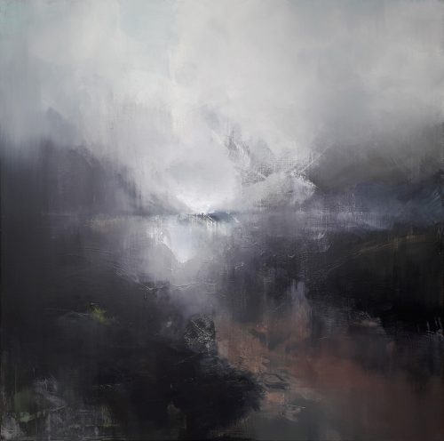 Obra de arte original contemporánea, Melancolía , 100 x 100 cm, paisaje abstracto por Luc Andrieux