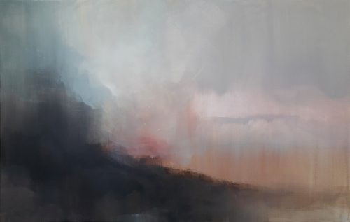 Opera d'arte contemporanea originale, Nostalgia, 73 x 116 cm, paesaggio astratto di Luc Andrieux