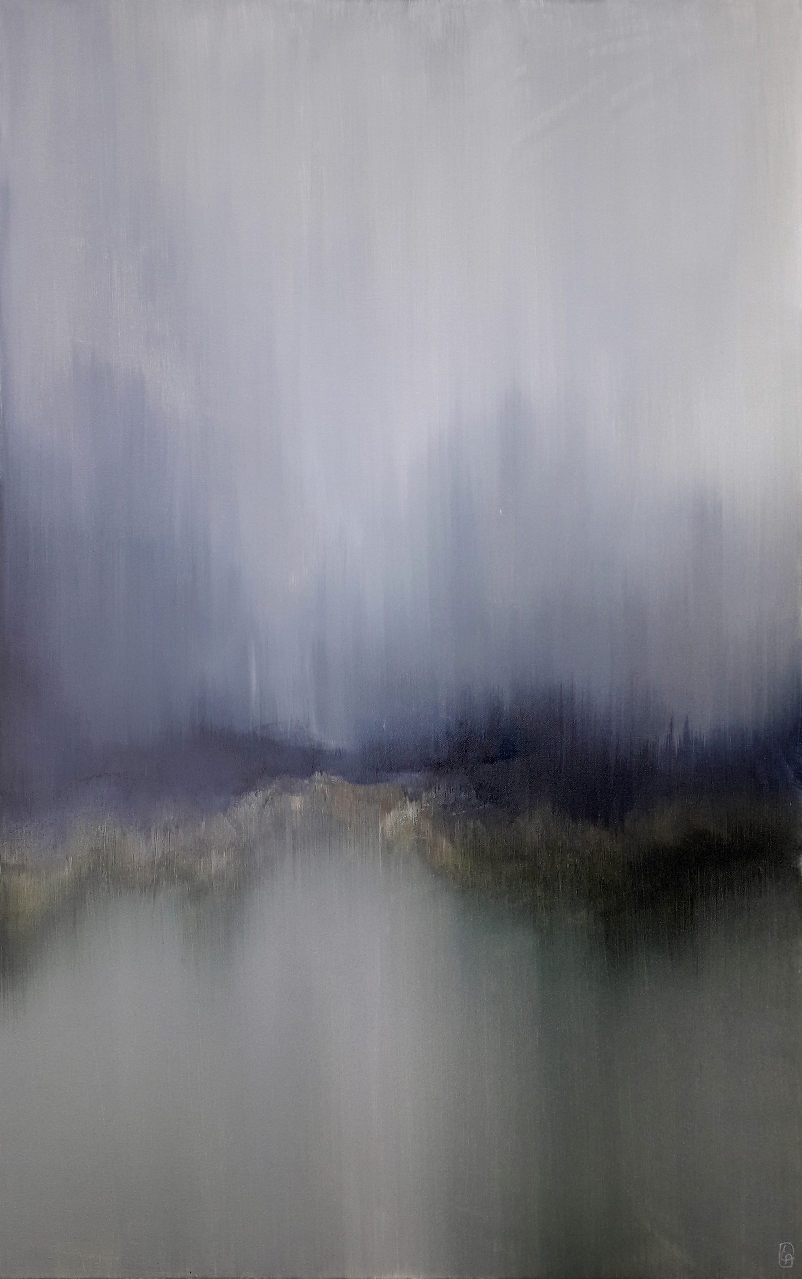 Obra de arte original contemporánea, Refracción, 116 x 73 cm, paisaje abstracto por Luc Andrieux