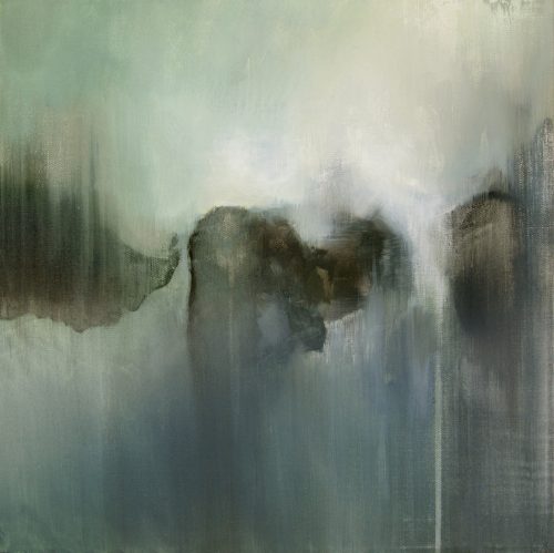 Opera d'arte contemporanea originale, Sorgente 2, 50 x 50 cm, paesaggio astratto di Luc Andrieux