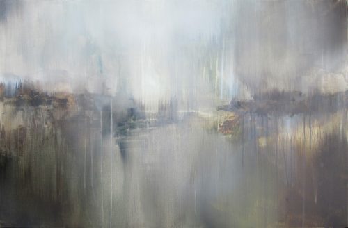 Obra de arte original contemporánea, Vibración, 100 x 100 cm, paisaje abstracto por Luc Andrieux