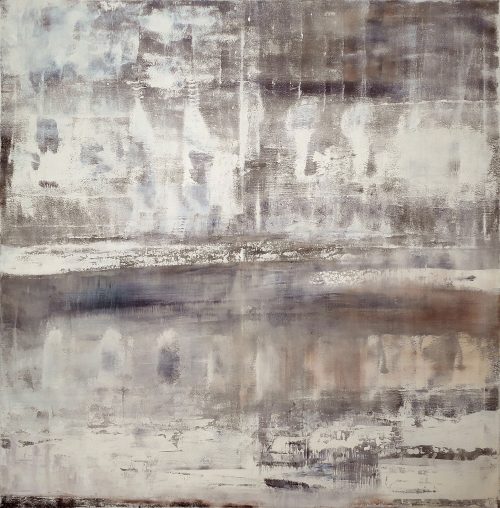 Obra de arte original contemporánea, Orilla, 100 x 100 cm, paisaje abstracto por Luc Andrieux