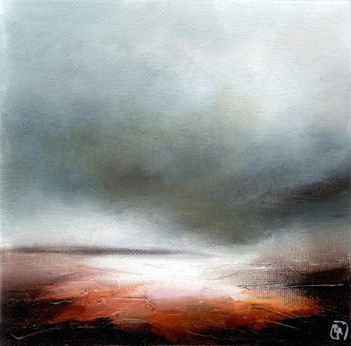 Obra de arte original contemporánea, Horizonte 1, 15 x 15 cm, paisaje abstracto por Luc Andrieux