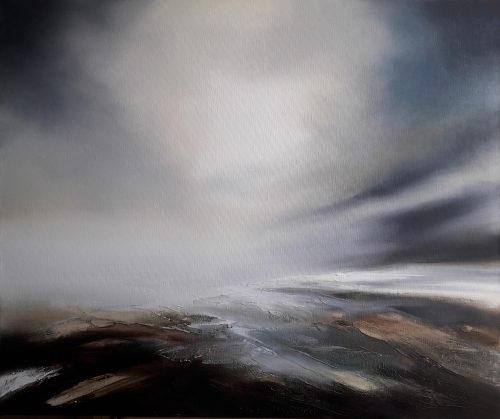 Opera d'arte contemporanea originale, Orizzonte 10, 46 x 55 cm, paesaggio astratto di Luc Andrieux