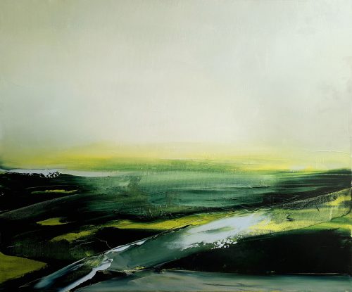 Opera d'arte contemporanea originale, Orizzonte 11, 46 x 55 cm, paesaggio astratto di Luc Andrieux