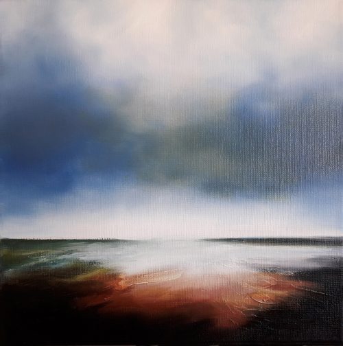 Opera d'arte contemporanea originale, Orizzonte 4, 30 x 30 cm, paesaggio astratto di Luc Andrieux
