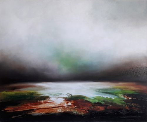 Obra de arte original contemporánea, Horizonte 5, 46 x 55 cm, paisaje abstracto por Luc Andrieux