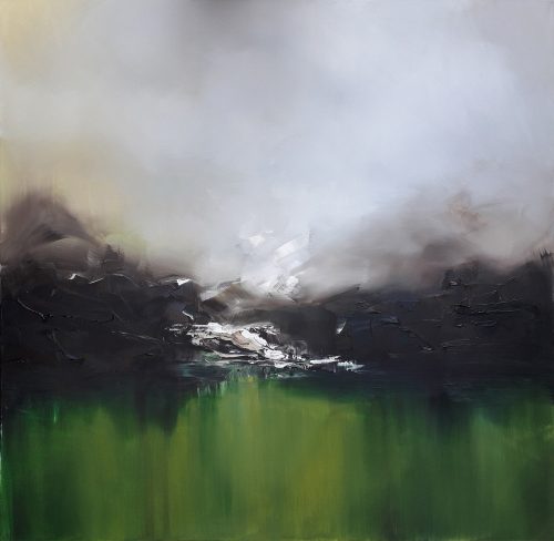 Obra de arte original contemporánea, Irrupción 1, 100 x 100 cm, paisaje abstracto por Luc Andrieux