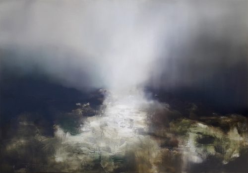 Opera d'arte contemporanea originale, Luminescenza, 81 x 116 cm, paesaggio astratto di Luc Andrieux