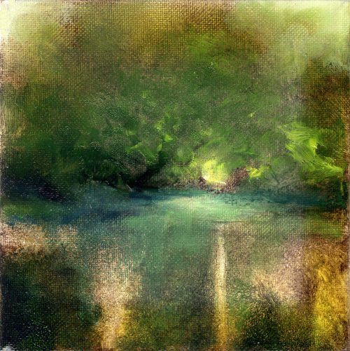 Obra de arte original contemporánea, Naturaleza secreta 2, 15 x 15 cm, paisaje abstracto por Luc Andrieux
