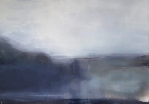 Opera d'arte contemporanea originale, Quiete, 81 x 116 cm, paesaggio astratto di Luc Andrieux