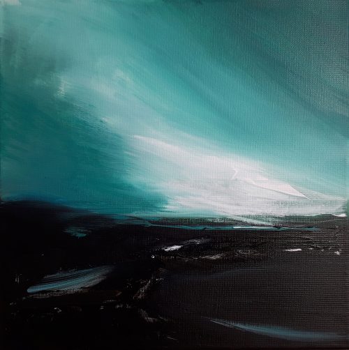 Opera d'arte contemporanea originale, Terra boreale 1, 30 x 30 cm, paesaggio astratto di Luc Andrieux