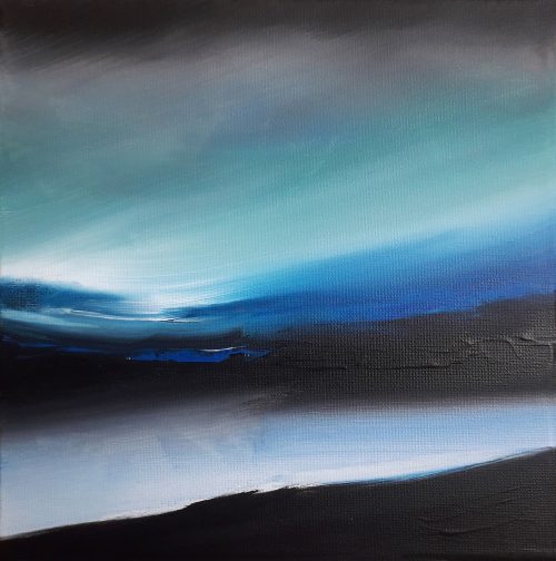 Opera d'arte contemporanea originale, Terra Boreale 3, 30 x 30 cm, paesaggio astratto di Luc Andrieux