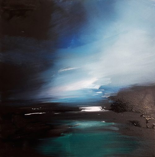 Opera d'arte contemporanea originale, Terra Boreale 5, 29 x 29 cm, paesaggio astratto di Luc Andrieux