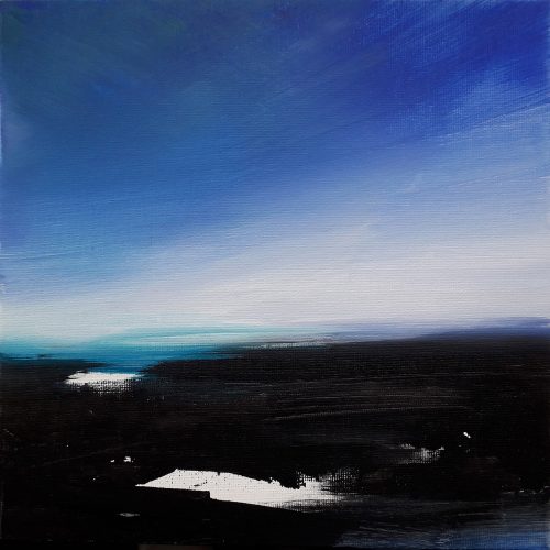Opera d'arte contemporanea originale, Terra boreale 6, 25 x 25 cm, paesaggio astratto di Luc Andrieux