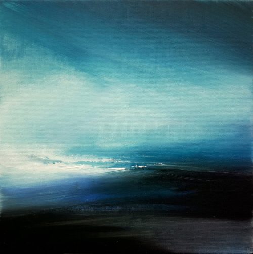 Opera d'arte contemporanea originale, Terra boreale 7, 25 x 25 cm, paesaggio astratto di Luc Andrieux