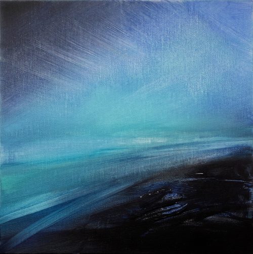 Opera d'arte contemporanea originale, Terra boreale 8, 25 x 25 cm, paesaggio astratto di Luc Andrieux