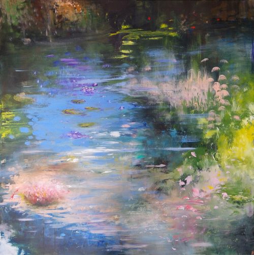 Œuvre d'art originale contemporaine, Eden 3, 100 x 100 cm, paysage abstrait par Luc Andrieux