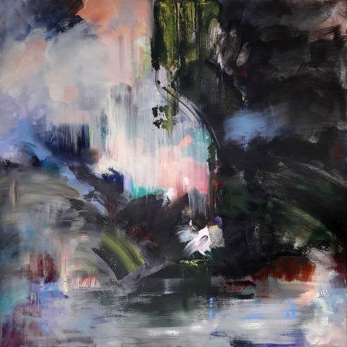 Obra de arte original contemporánea, Edén 3, 100 x 100 cm, paisaje abstracto por Luc Andrieux