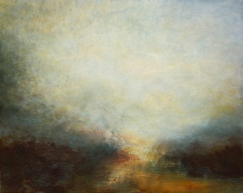 Opera d'arte contemporanea originale, Effervescenza, 40 x 50 cm, paesaggio astratto di Luc Andrieux