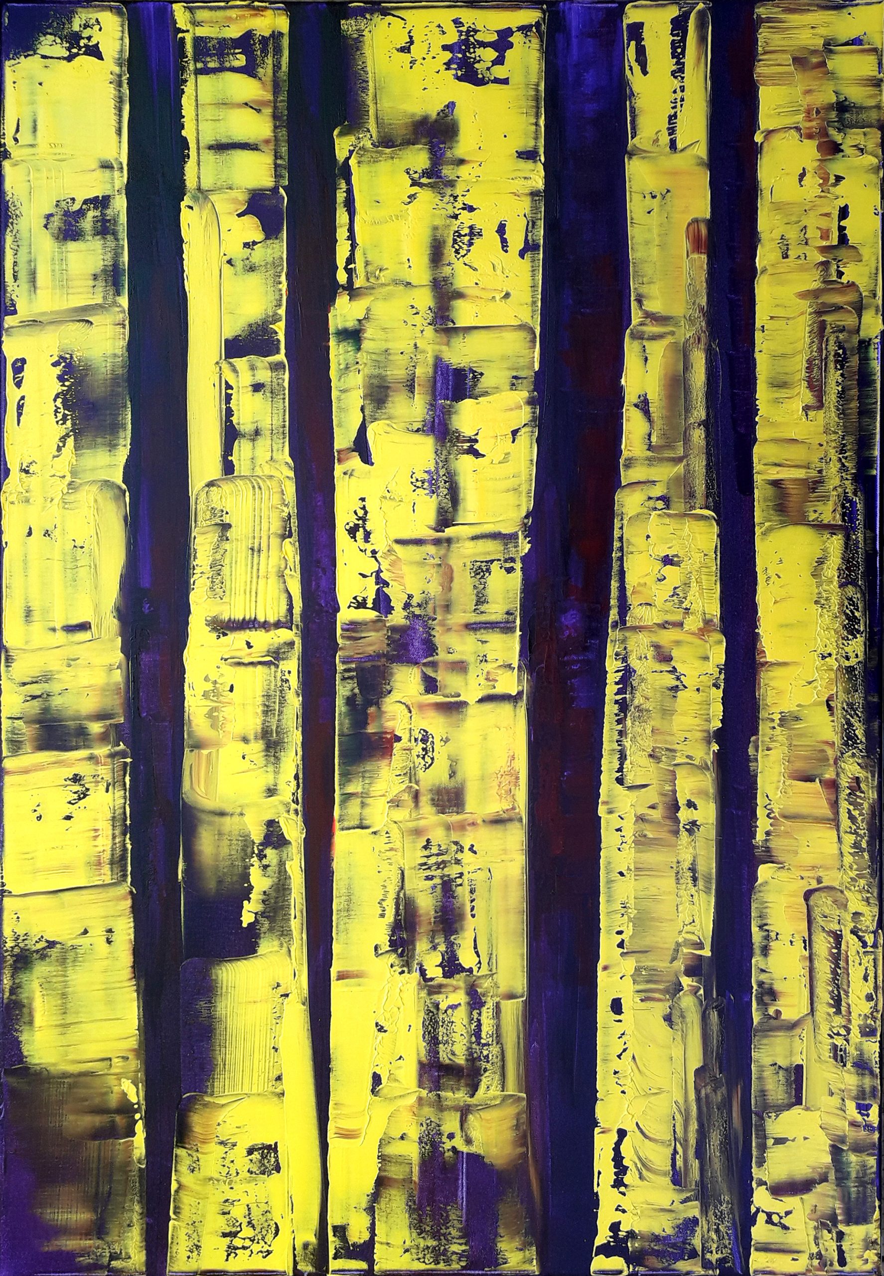 Obra de arte original contemporánea, Selva 6, 116 x 81 cm, paisaje abstracto por Luc Andrieux