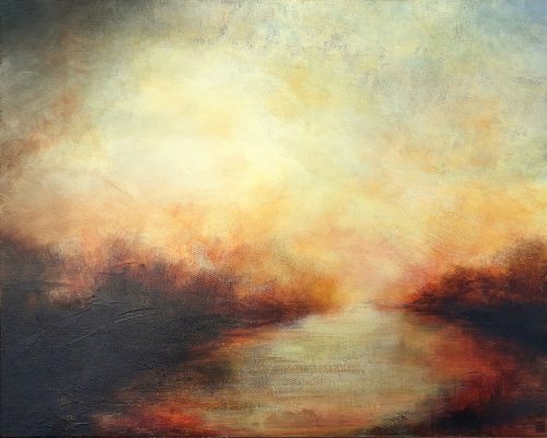 Opera d'arte contemporanea originale, Intimità, 40 x 50 cm, paesaggio astratto di Luc Andrieux