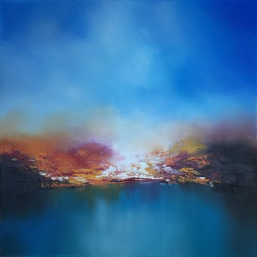 Obra de arte original contemporánea, Irrupción 2, 100 x 100 cm, paisaje abstracto por Luc Andrieux