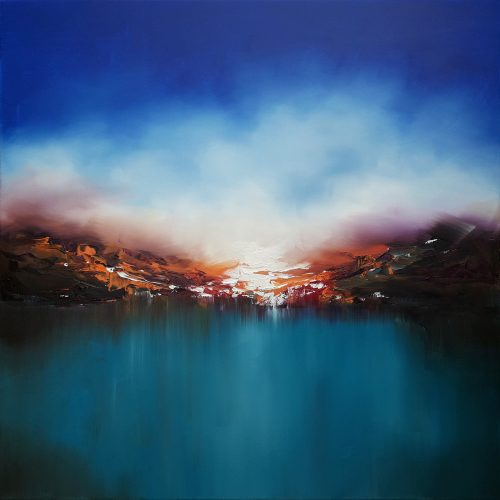 Obra de arte original contemporánea, Irrupción 4, 80 x 80 cm, paisaje abstracto por Luc Andrieux