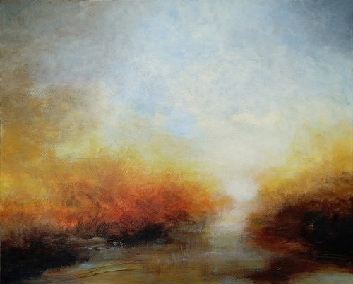 Opera d'arte contemporanea originale, Gioia, 40 x 50 cm, paesaggio astratto di Luc Andrieux