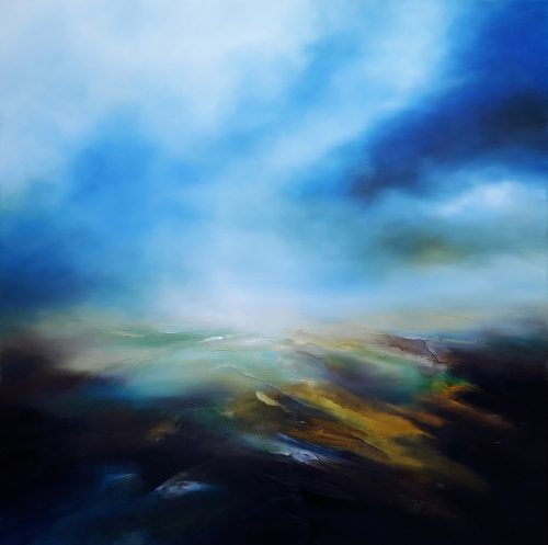 Obra de arte original contemporánea, Tierra 1, 100 x 100 cm, paisaje abstracto por Luc Andrieux