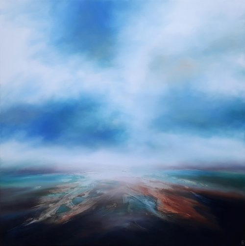 Obra de arte original contemporánea, Tierra 2, 80 x 80 cm, paisaje abstracto por Luc Andrieux