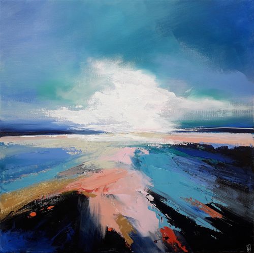 Obra de arte original contemporánea, Huellas, 50 x 50 cm, paisaje abstracto por Luc Andrieux