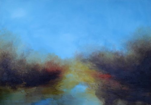 Opera d'arte contemporanea originale, Verità, 81 x 116 cm, paesaggio astratto di Luc Andrieux