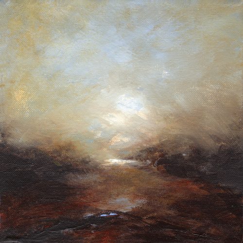 Opera d'arte contemporanea originale, Alchimia 4, 20 x 20 cm, paesaggio astratto di Luc Andrieux