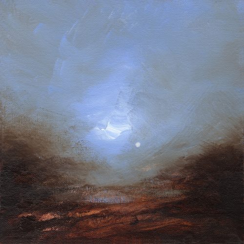 Opera d'arte contemporanea originale, Alchimia 5, 20 x 20 cm, paesaggio astratto di Luc Andrieux
