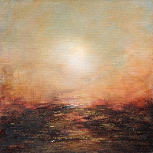 Opera d'arte contemporanea originale, Alchimia 7, 20 x 20 cm, paesaggio astratto di Luc Andrieux