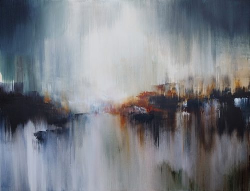 Obra de arte original contemporánea, Atracción 1, 89 x 116 cm, paisaje abstracto por Luc Andrieux